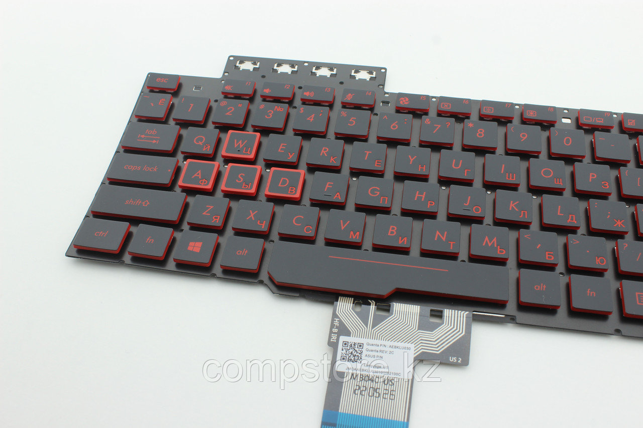 Клавиатуры Asus TUF Gaming FX504 FX505 FX80 AEBKLU03010 клавиатура c RU/ EN раскладкой, черная с красной - фото 5 - id-p106462559