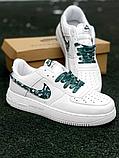 Кеды Nike AF 1 low бел зел узор, фото 4