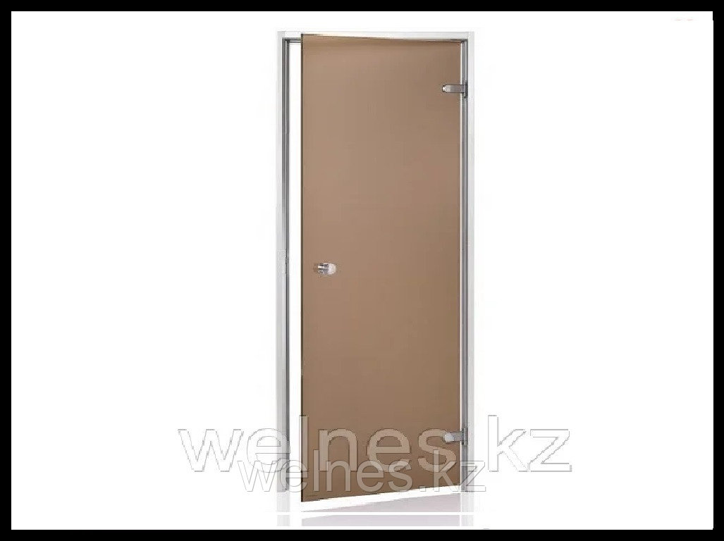 Дверь для паровой комнаты Andres Au Bronze 7х19 (короб - алюминий, стекло - бронза, без порога)