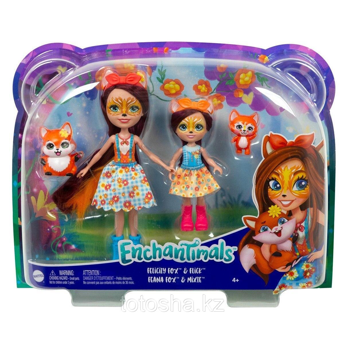Куклы Enchantimals "Фелисити Лис с сестричкой Феаной Лис и питомцы " , Mattel HCF81