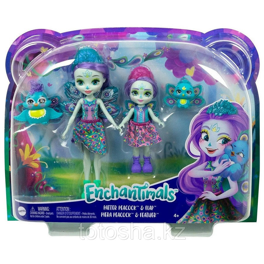 Куклы Enchantimals "Сестрички Пэттер и Пьера Павлины с питомцами " , Mattel HCF83