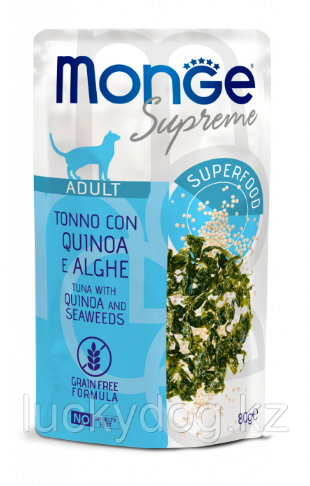 Monge Supreme pouch 80г Тунец, киное, водоросли Влажный корм для взрослых кошек