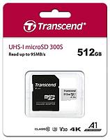 MicroSD жад картасы 512GB Class 10 U3 A1 Transcend TS512GUSD300S-A