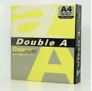 Бумага цветная DoubleA, неоновый-желтый А4, 75 г/м2, 100 листов Neon Yellow, фото 2