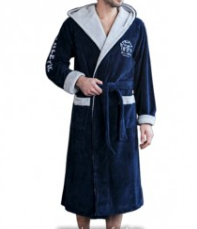 Мужской велюровый халат, махровый, воротник кимоно, капюшон