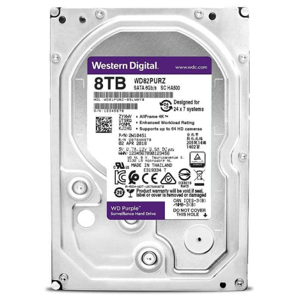 Жесткий диск для видеонаблюдения HDD 8Tb Western Digital Purple WD82PURZ - фото 1 - id-p106005603