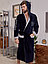 Мужской велюровый халат, махровый, воротник кимоно, капюшон, с запахом, фото 8
