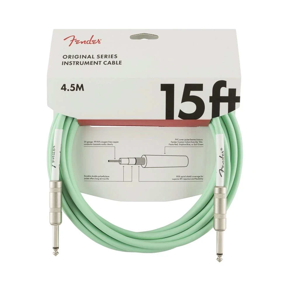 Инструментальный кабель, 4.5м, Fender Original Series Instrument Cable 15" Daphne Blue 099-0515-058