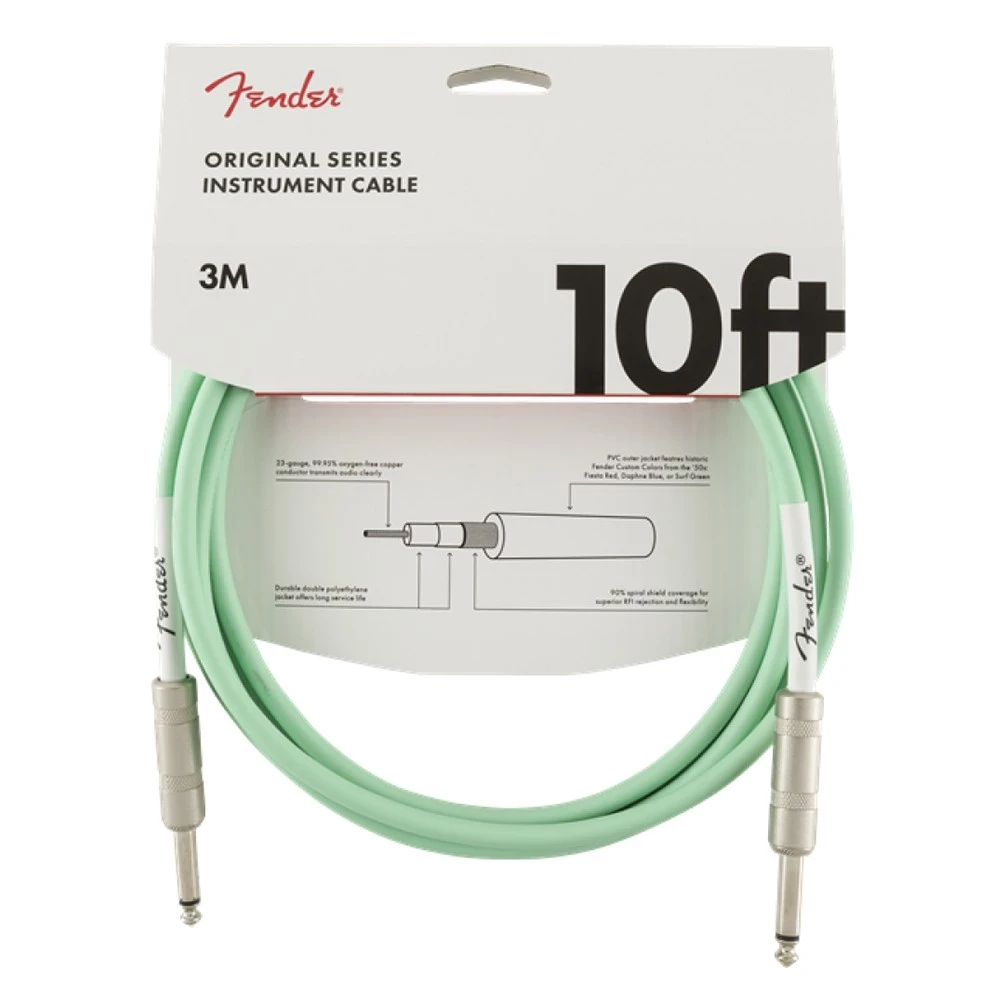 Инструментальный кабель, 3м, Fender Original Series Instrument Cable 10" Surf Green 099-0510-058, фото 1