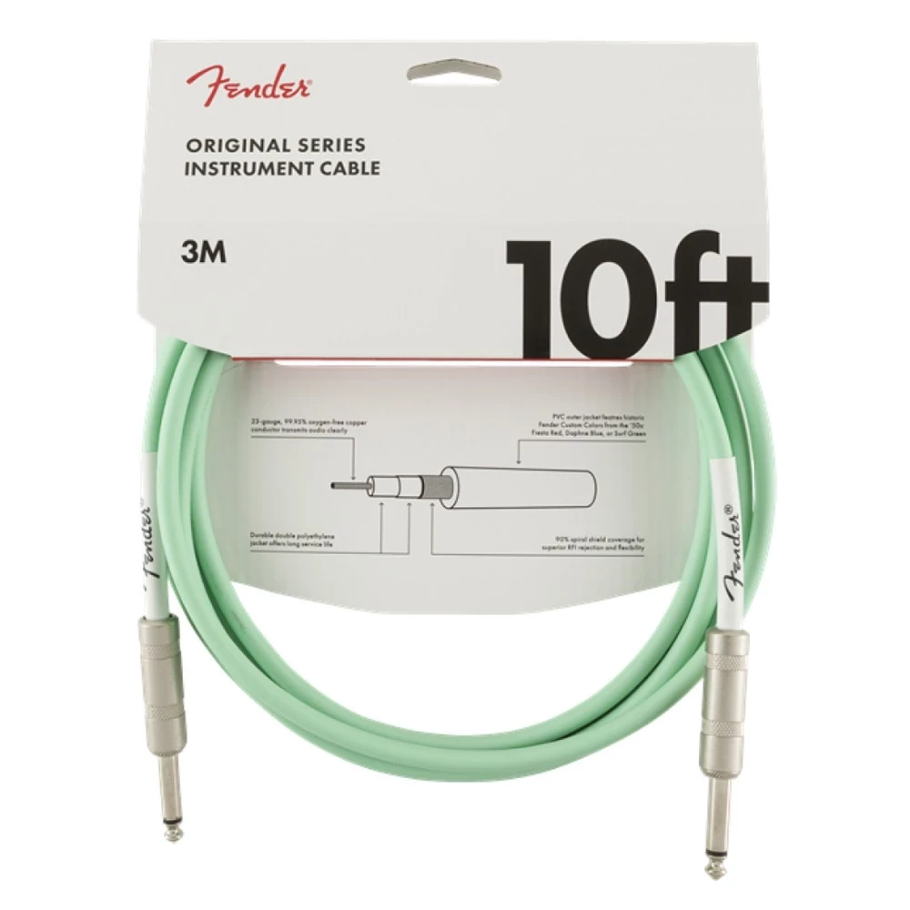 Инструментальный кабель, 3м, Fender Original Series Instrument Cable 10" Surf Green 099-0510-058 - фото 1 - id-p106478205