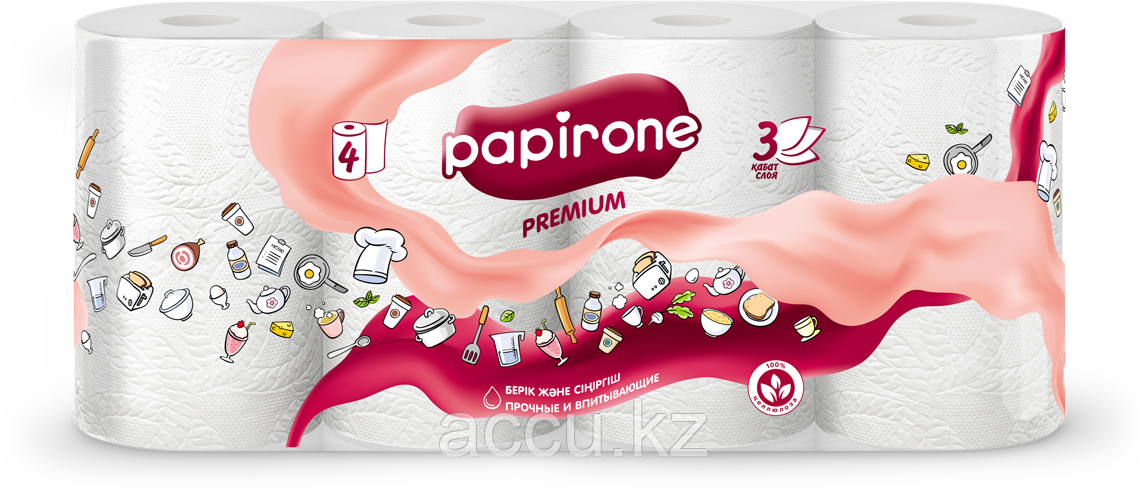 Бумажные полотенца "Papirone Premium" 4 рулона - фото 1 - id-p106479455