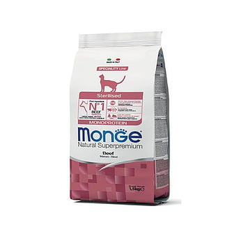 Monge Monoprotein STERILISED BEEF для стерилизованных кошек говядина, 1,5кг