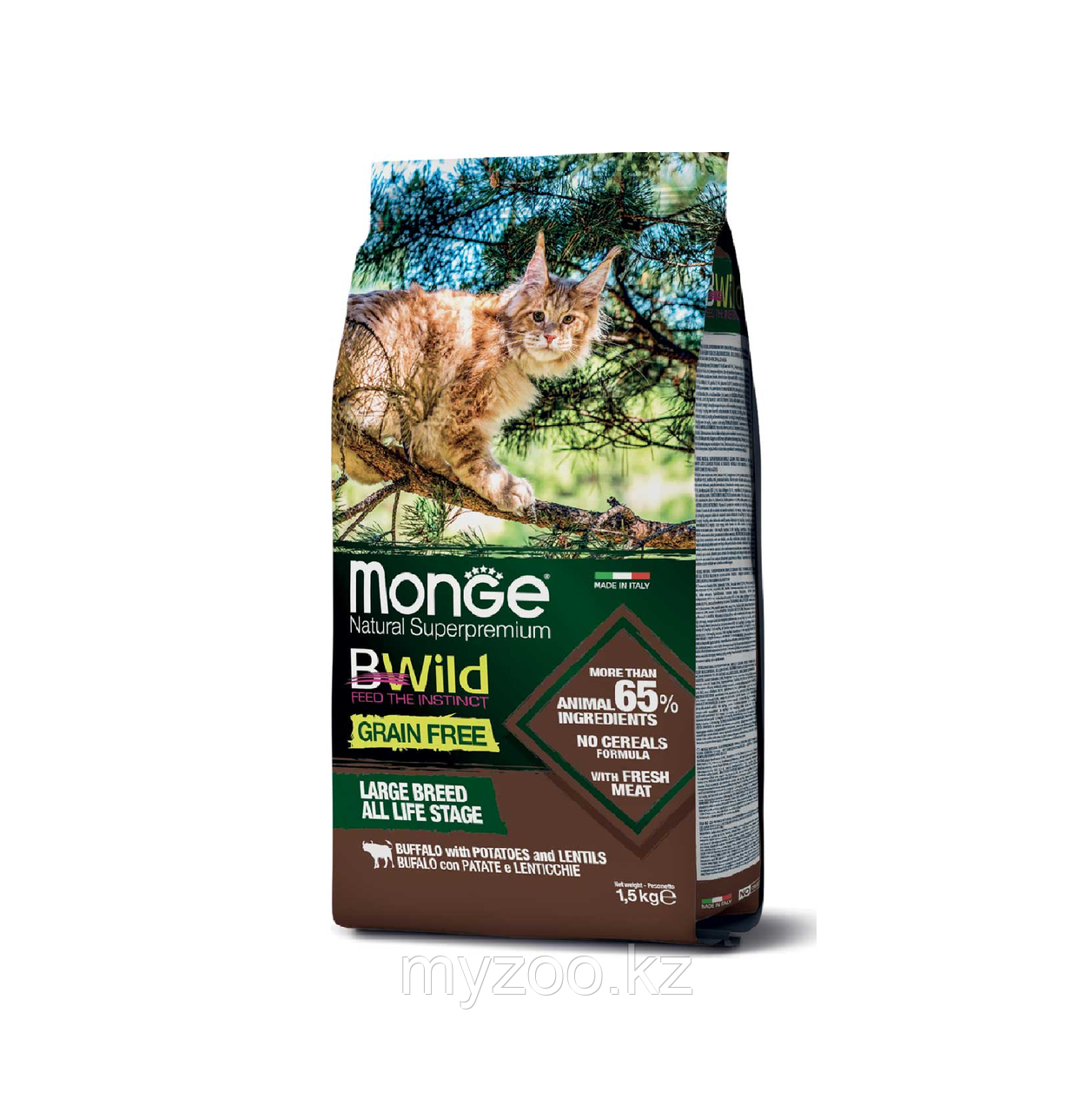 Monge BWild Grain Free ADULT для кошек буйвол/картофель/чечевица,1,5кг - фото 1 - id-p106480618
