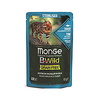 Monge BWild Grain Free STERILISED паучи для стерилизованных кошек тунец с овощами, 85гр