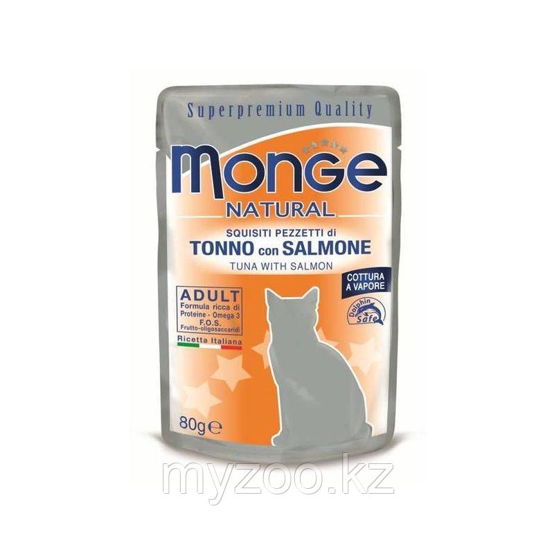 MONGE Natural Pouches Tuna with salmon in Jelly кусочки для кошек тунец с лососем в желе,80гр
