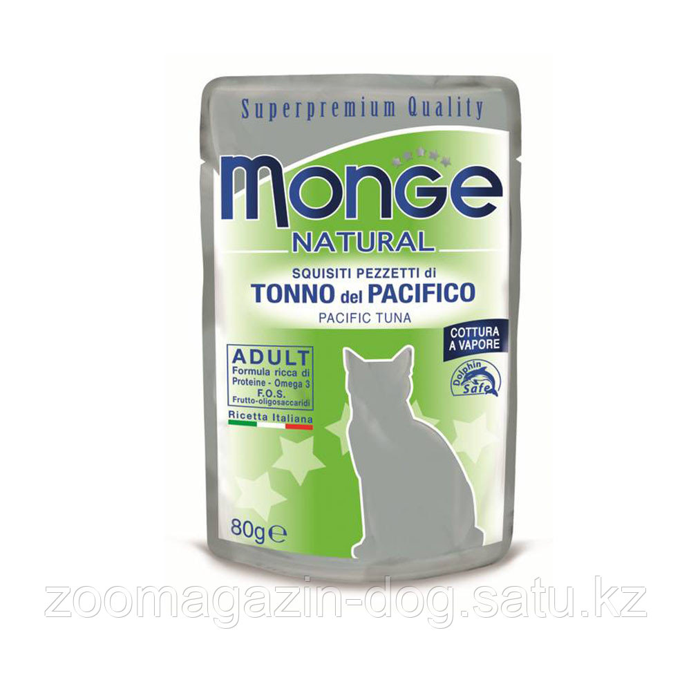 Monge Natural Pacific tuna in Jelly кусочки для кошек тунец в желе,пауч 80гр