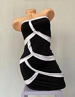 Платье S-M с дизайном чешуя черно- белое
