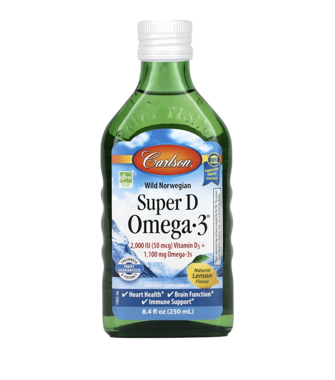 Carlson norwegian super D omega-3 с натуральным вкусом лимона, 250мл, 8,4 жидк унции - фото 1 - id-p106488776