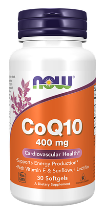CoQ10 400 mg, 30 softgels, NOW, фото 1