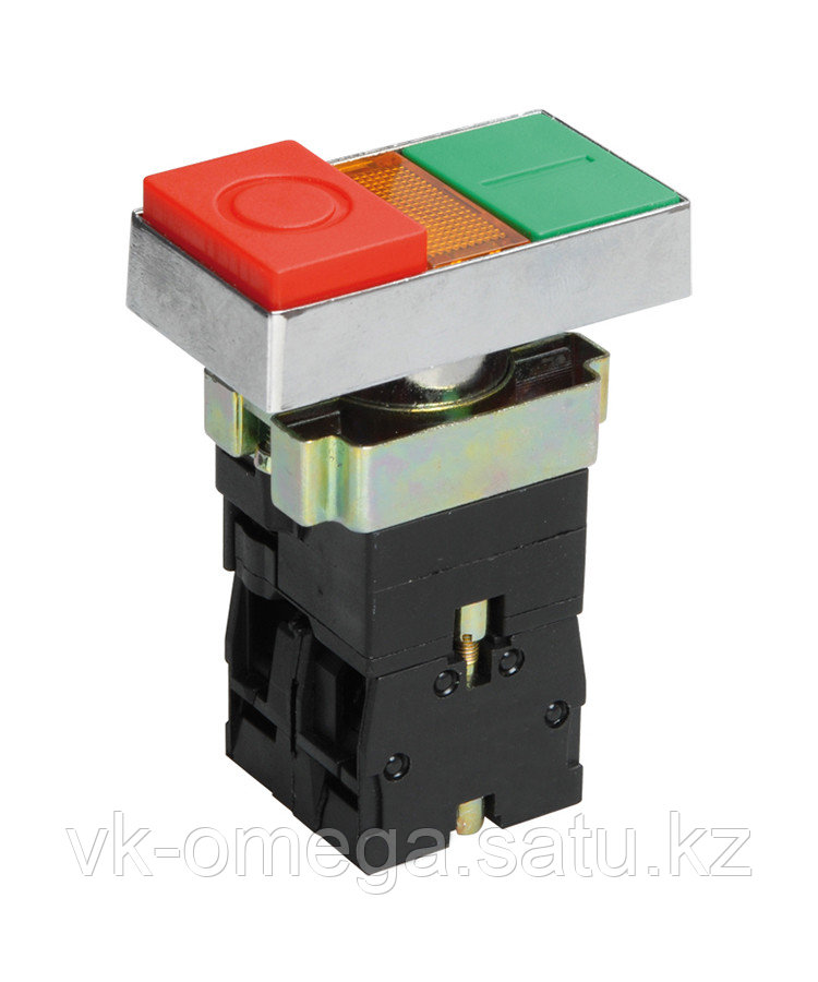 LAY5-BW8465, сдвоенный, зеленый/красный, "I-O", 1НО+1НЗ, с подсветкой, выключатель кнопочный  (ЭТ)