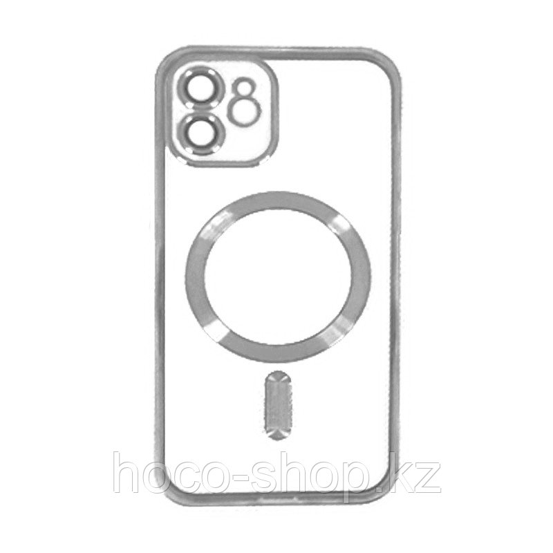 Защитный гелевый чехол для iPhone 12(6.1) Anyland MagSafe с алюминиевыми вставками, Silver