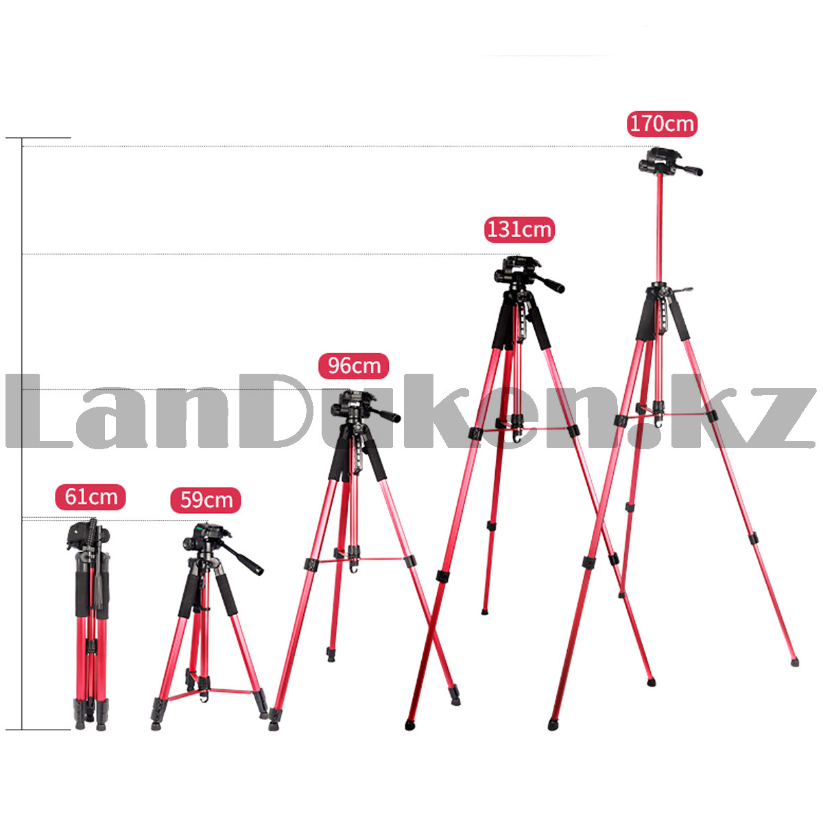 Штатив тренога для фотоаппарата/смартфона,3 уровня высоты Jm KP-2264 красный - фото 3 - id-p106491714