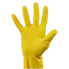 Перчатки резиновые хозяйственные OfficeClean ЛЮКС, хлопчатобумажное напыление, р.L, желтые, фото 2