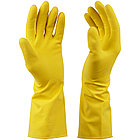 Перчатки резиновые хозяйственные OfficeClean ЛЮКС, хлопчатобумажное напыление, р.L, желтые, фото 3