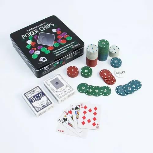 Покерный набор Poker Chips на 100 фишек с номиналом в мет. коробке