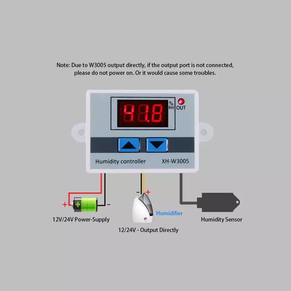 Регулятор (контроллер) влажности воздуха W3005 с датчиком00-99%, 0,1%, 220V up 1500W - фото 3 - id-p25568437