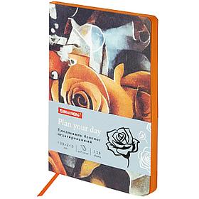 Ежедневник недатированный А5 (138х213 мм), BRAUBERG VISTA, под кожу, гибкий, 136 л., "Rose flower"