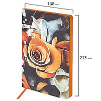 Ежедневник недатированный А5 (138х213 мм), BRAUBERG VISTA, под кожу, гибкий, 136 л., "Rose flower", фото 2