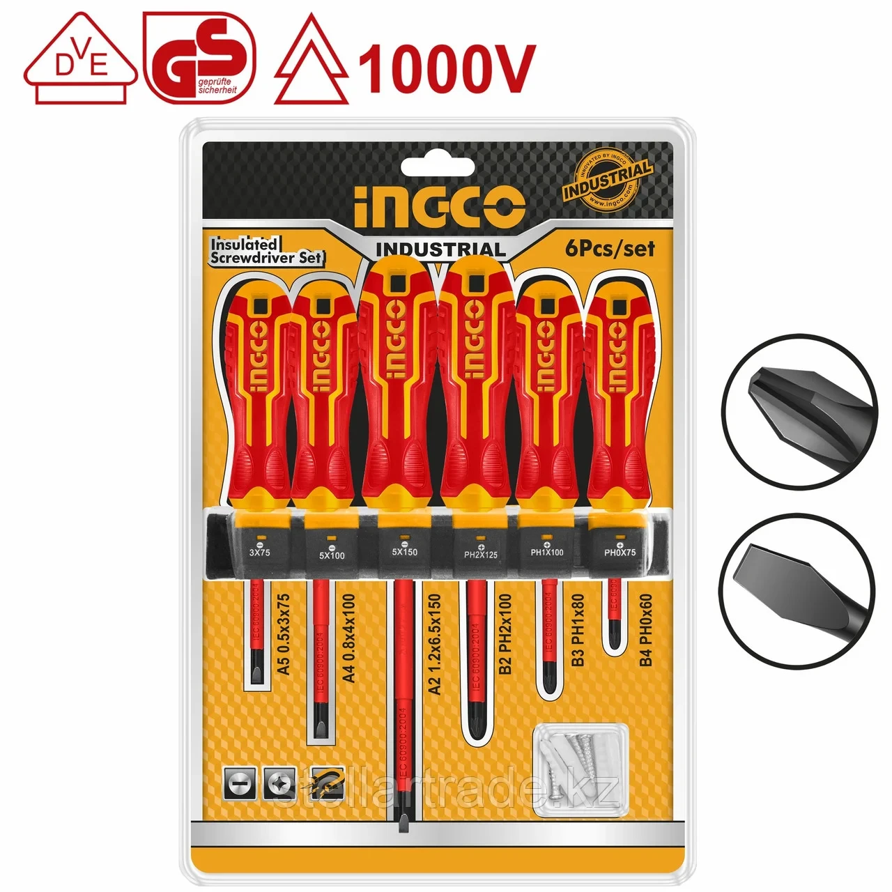 Набор диэлектрических отверток 6шт INGCO HKISD0608