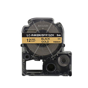 Картридж (LC-R4KBK) для LW-300, LW-400 (лента 12mmx4m) ,сатин, черн. на золот. для офор. подарков, фото 1