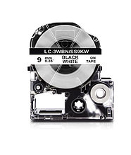 Картридж (LC-3WBN) для Epson LabelWorks LW-300, LW-400 (лента 9mmx8m) ,черный на белом