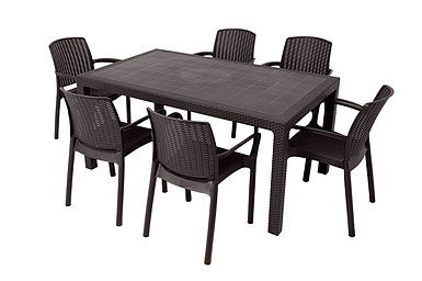 Gardeck Комплект мебели Barcelona Set, венге (6 стульев Jersey венге/1 стол Fiji венге)
