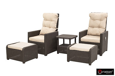 B:MANCHESTER OTTO SET 2 сыртқы жиһаздың Rattan жиынтығы, венге түсі