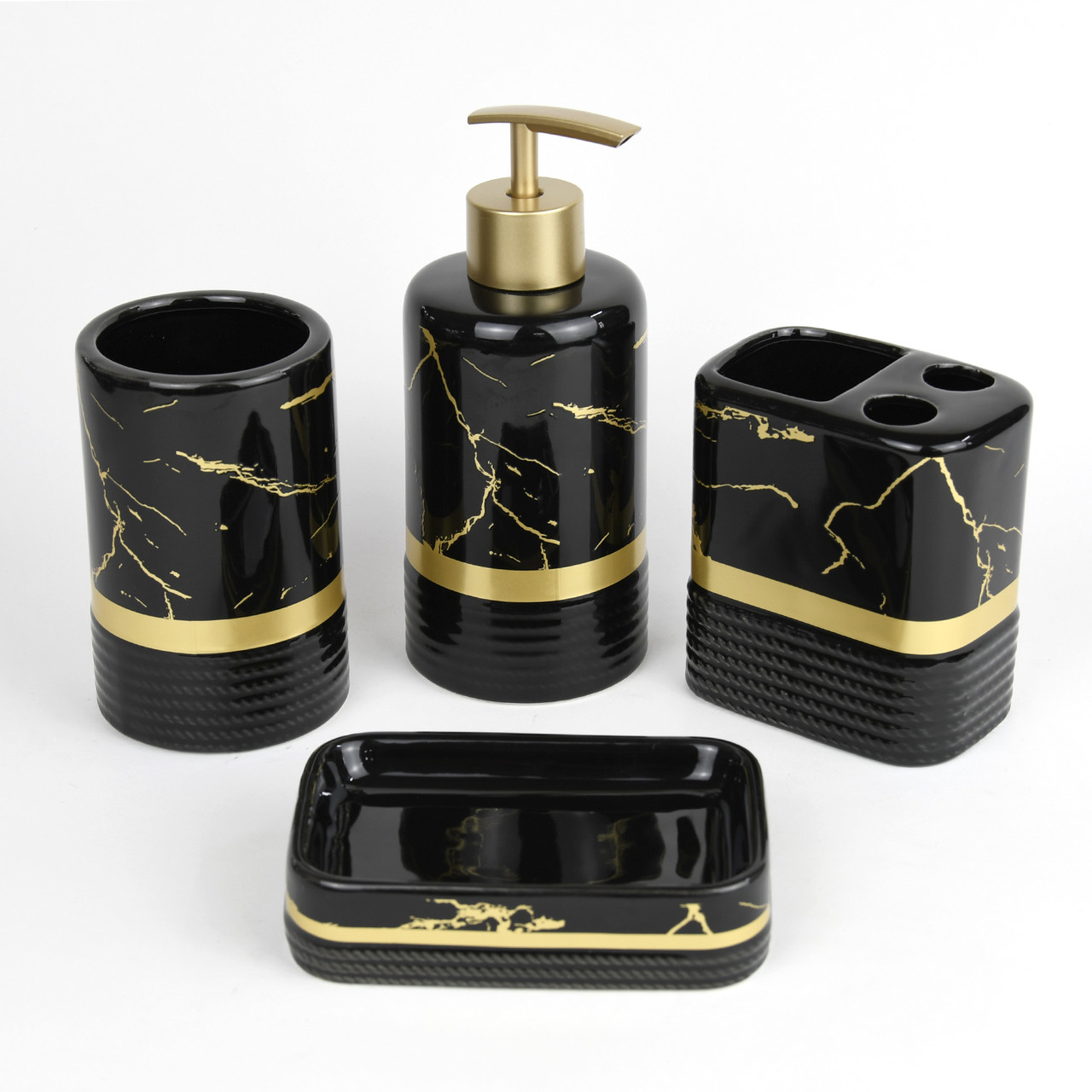 Керамический набор аксессуаров для ванной комнаты KA009W Черный