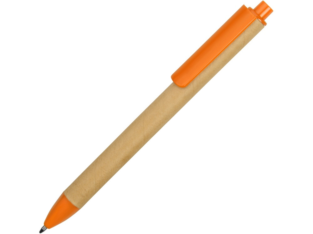 Ручка картонная пластиковая шариковая Эко 2.0, бежевый/оранжевый - фото 1 - id-p106531241