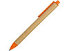 Ручка картонная пластиковая шариковая Эко 2.0, бежевый/оранжевый, фото 3