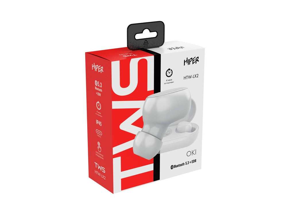 Беспроводные наушники HIPER TWS OKI White (HTW-LX2) Bluetooth 5.0 гарнитура, Белый - фото 5 - id-p100688880