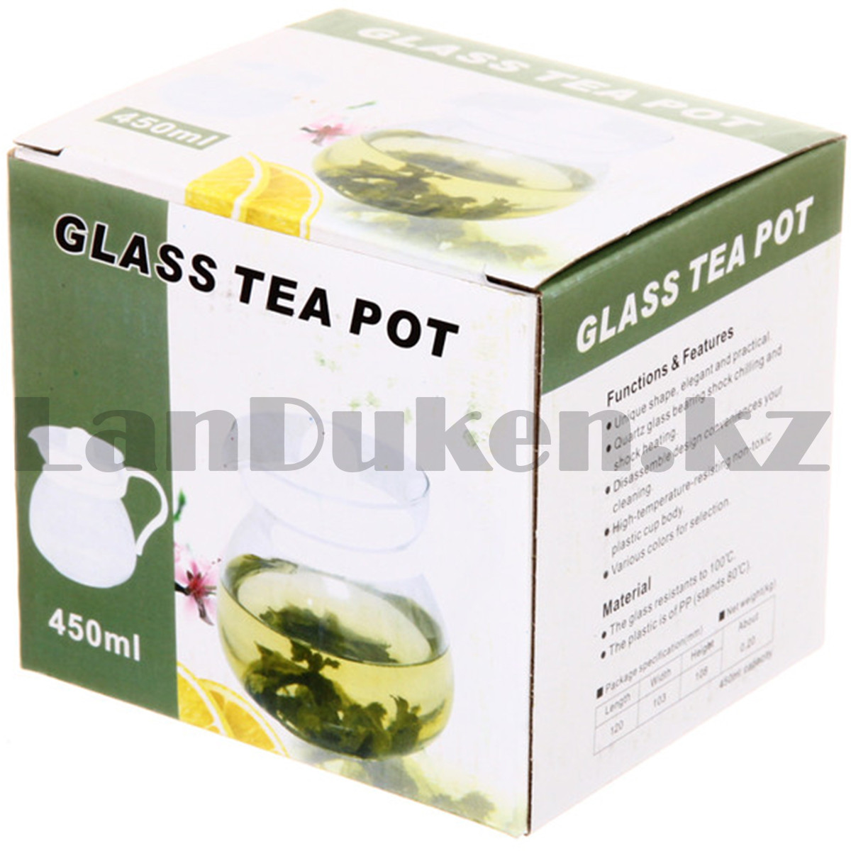 Заварочный чайник Glass tea pot 0.45 л стеклянный зеленый - фото 6 - id-p106534086
