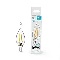 Лампа Gauss Basic Filament Свеча на ветру 4,5W 420lm 4100К Е14 LED 1/10/50