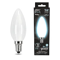 Лампа Gauss Filament Свеча 5W 450lm 4100К Е14 milky LED 1/10/50