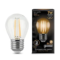 Лампа Gauss Filament Шар 7W 550lm 2700К Е27 LED 1/10/50