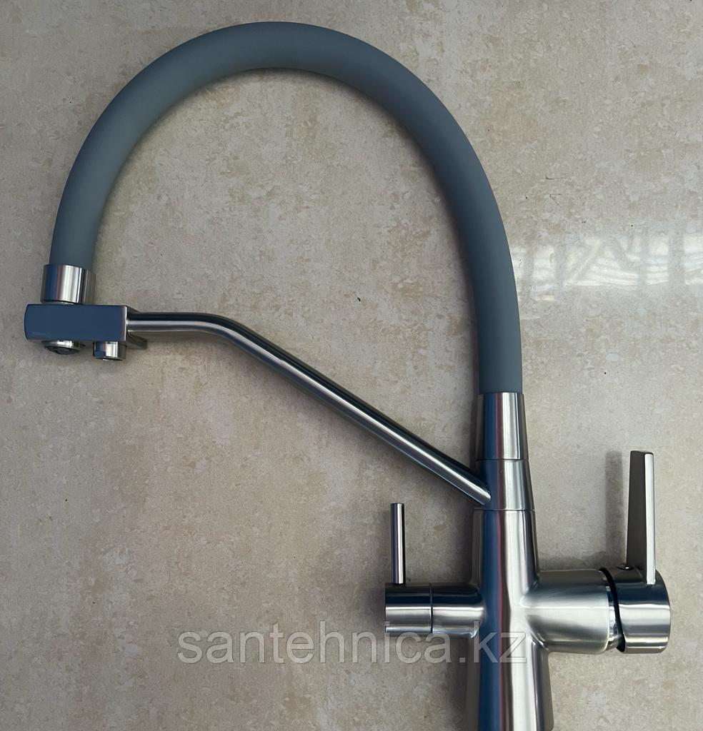 Смеситель с питьевым краном CASELA 54855Y-9 сатин/серый