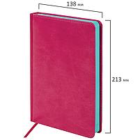 Ежедневник недатированный А5 138х213 мм BRAUBERG "Rainbow" под кожу, 136 л., розовый, фото 2