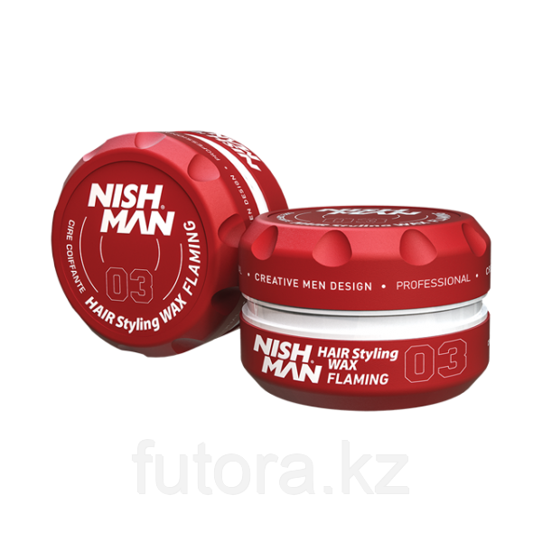 Воск на водной основе "NISHMAN Hair Styling Wax - 03 Flaming" - средней фиксации.