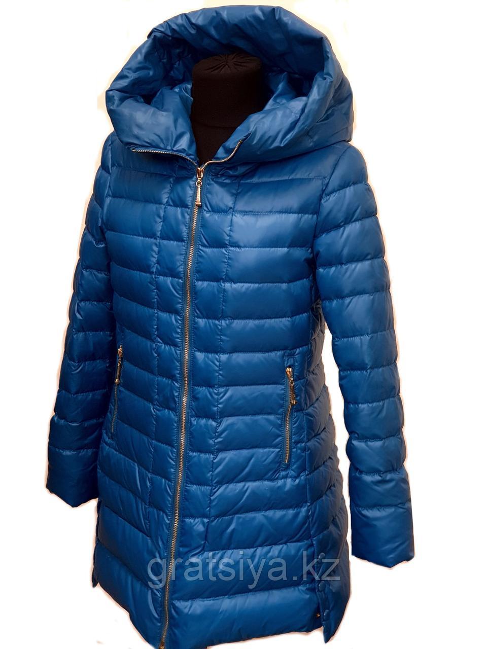 Легкая Удлиненная Куртка Пуховик Женский Голубого Цвета Южная Корея 46 р - фото 1 - id-p104636948