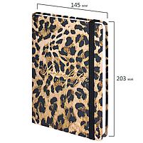 Ежедневник недатированный с резинкой А5 (145х203 мм), BRAUBERG, твердый, фольга, 128 л., "Leopard", фото 3